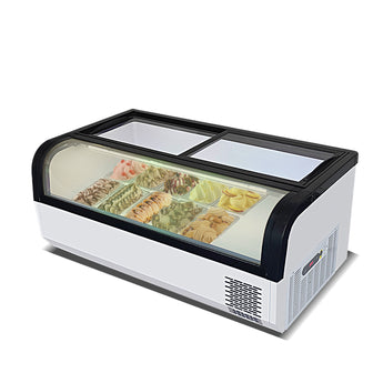 Kolice 6 Pans Ice Cream Dipping Cabinet, Gelato Countertop Ice Cream Freezer Display with Led