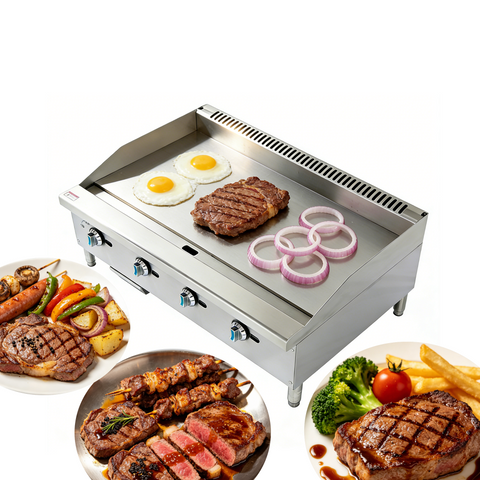 48’’Commercial Countertop Natural Gas(NG)/Propane Griddle,Countertop Griddle,Flat-Top Grill,Gas Hot Plate,Stainless Steel Grill,4x30,000BTU,4 Burners