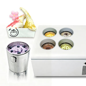 Benchtop 4 Pans Pozzetti gelato case,Ice Cream Showcase, Refrigerator Dipping Cabinet Freezer Display Case