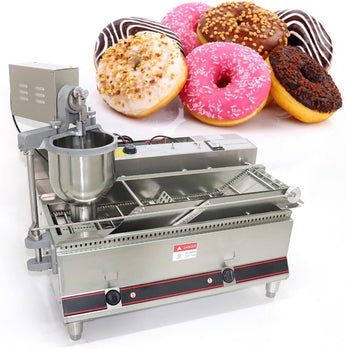 Electric or Gas Heating Donut Making Machine Commercial Auto Doughnut Donut Maker Machine Auto Donuts Frying maker with Turning Collecting counting, 220V (Can Making 3 Size Donut) - Kolice