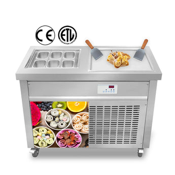 Square pan 6 precooling buckets auto defrost instant roll ice cream machine instant fry ice cream machine with sneeze guard - Kolice