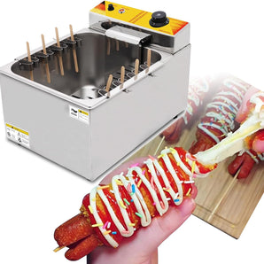 Kolice 12L Commercial Cheese Hot Dog Fryer - 2500w Automatic Electric Deep Fryer for Corn Dogs with Large Capacity - Kolice