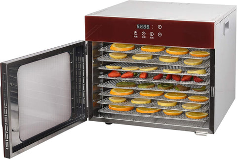 Countertop 8-layers Dried fruit machine, drying machine, food processing machine, food dehydrator, stainless steel rack, digital control, timer, double insulating layer