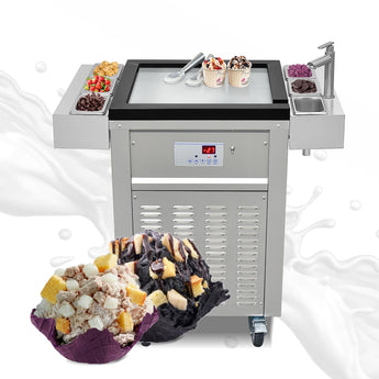Cold stone black marble slab hard Ice Cream gelato Machine batch freezer iced salad bar frost top 6 Buckets and faucet,Transparent Sneeze Guard - Kolice