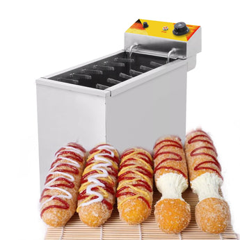 Corn Dog Deep Fryer, 25L Large Capacity Cheese Hot Dog Sticks Frying Machine with 12 Hooks, Electric Deep Fryer for Corn Dog Maker, Adjustable Temperature Range 140-392℉, Heavy-Duty Design - Kolice
