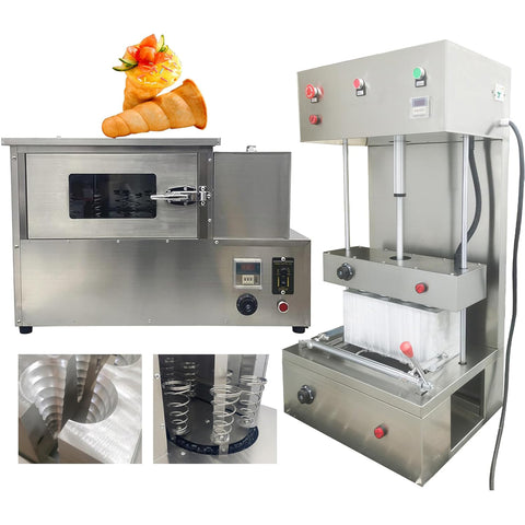 Pizza cone oven forming machine maker with 4 molds Conch Spiral Shape, 12 Stainless Steel Cone Bases Rotational