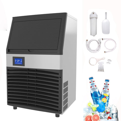 Cube Ice Machine Ice Cube Maker-160 LBS/Day, Auto Cleaning, Air Cooling for Hotel, Bars, Cafes, Restaurant, Ice Cream Store, Dessert Shops