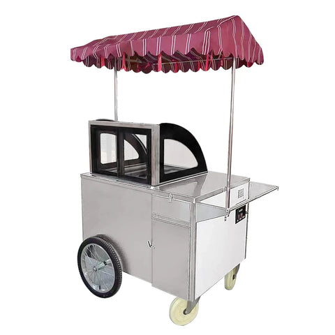 Ice cream vending tricycle cart bicycle/ice pop bike/gelato hand push cart/snack food cart/street food vending cart with refrigerant, canopy