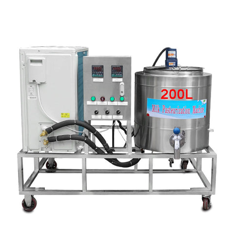 Kolice Commercial Milk Pasteurization Machine, 200L, 18KW Heating + 2250W Cooling, Double Heating Elements, 360° Stirring, for Milk Juice Beer
