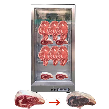 Aging Beef Showcase Freezer, Steak Aging Machine, Beef Display Showcase Freezer-268L, 4 Tiers, Temperature: -5℃~ to 10℃ (23℉ to 50℉)