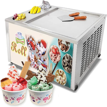 Kolice 18 inches tabletop single round ice pan with 3 tanks fried roll ice cream machine auto defrost smart temperature