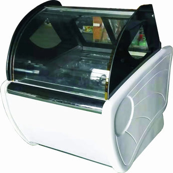 8 Pans Ice Cream Showcase Display Freezer Ice Cream Dipping Cabinet-White Color, Cool Air Convection Design, Auto Defrost, Anti-Fog Glass, LED light included - Kolice