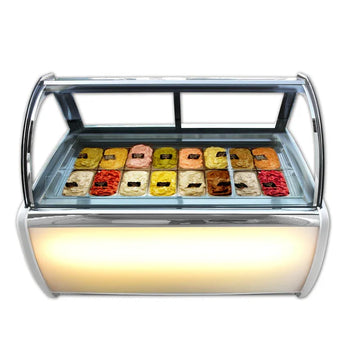 Air convection design 16 pans Gelato Display Freezer/Ice Cream Showcase/ice cream Displayer freezer/Display cooler/Freezer with auto defrost, cooling air convection design,anti-fog glass - Kolice