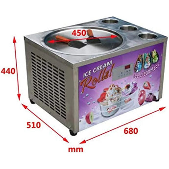 18 inches tabletop single round ice pan with 3 tanks fried roll ice cream machine auto defrost smart temperature control - Kolice