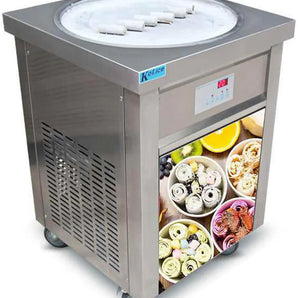 Kolice ETL fry fried ice cream rolled machine snack food equipment 22 inches single round pan auto defrost smart AI