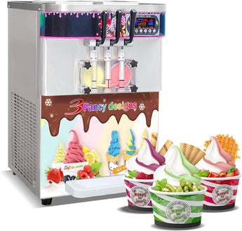 ETL 3 flavors soft serve ice cream machine yogurt gelato maker countertop design full transparent dispenser upper tanks refrigerated - Kolice