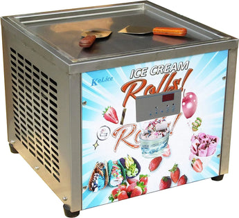 Countertop 18X18 inches single square pan fried fry rolled instant ice cream machine AUTO DEFROST and PCB smart AI temp. controller - Kolice