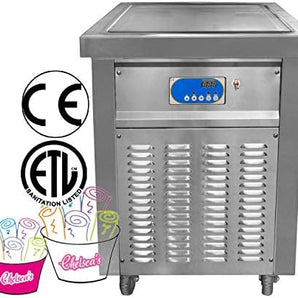 ETL certificated 21x21inches(52x52cm) single square ice pan Thai stir instant frozen yogurt fried fry roll ice cream machine