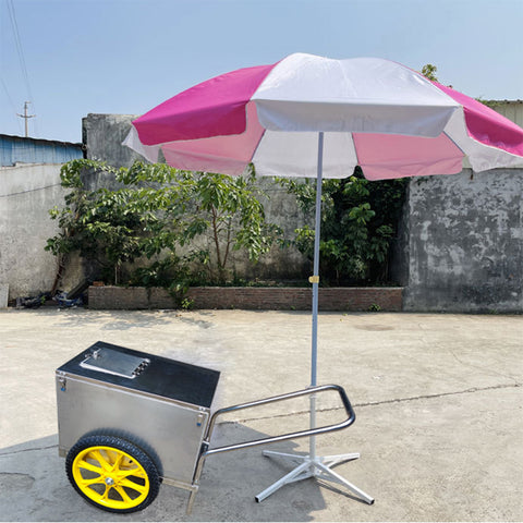 Stainless Steel Beverage cooler cart, cooler push cart design, small push carts Food Drinks Ice Cream Cold Freezer Box Push Cart