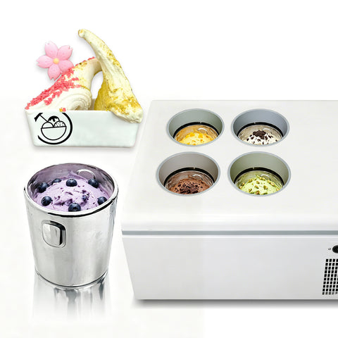 Benchtop 4 Pans Pozzetti gelato case,Ice Cream Showcase, Refrigerator Dipping Cabinet Freezer Display Case