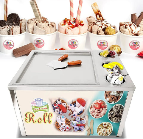 18x18 inches tabletop single square ice pan with 3 tanks fried ice cream rolled machine with AUTO DEFROST smart AI temp. controller