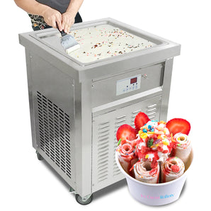 ETL certificated 21x21inches(52x52cm) single square ice pan Thai stir instant frozen yogurt fried fry roll ice cream machine