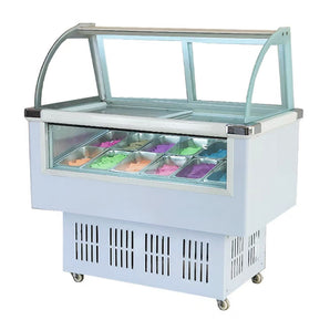 Pozzetti gelato case Hard Ice Cream Showcase 12 Pan Ice Cream Refrigerator Dipping Cabinet Freezer Display Case 110V