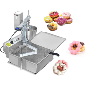 Commercial Automatic Donuts Frying Machine Donuts Maker Automatic Doughnut Frying Making Machine for Snack Food Street Food with 3 Different Molds to Make Ball/Flower/Ring Shaped Donuts