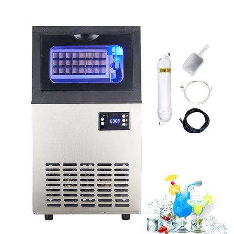 Ice Cube Machine, Cube Ice Making Machine-50 LBS/Day, Auto Cleaning for Bar/Cafe/Restaurant/Home