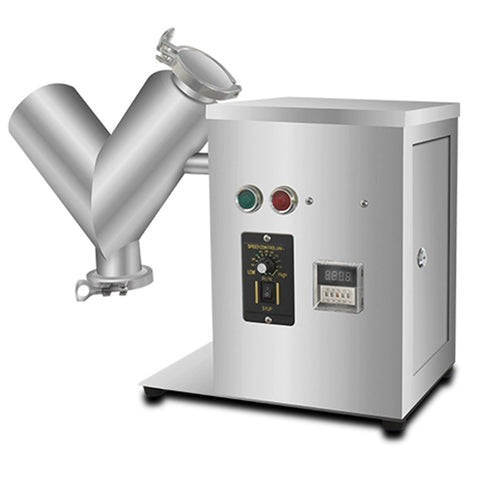 2L V-Type Dry Powder Mixer Blender Feed Mixing Machine Mixer Stainless Steel Particle Granule Blender, Adjustable Speed, for Feed, Fertilizer, Fuel, Medicinal Powder