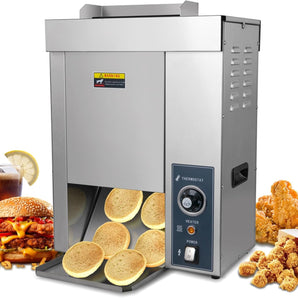 Burger Machine, Vertical 2000W Chain Type Automatic Unlimited Electric Bun Toaster for Grilling Browning EGO Temperature Control 50-300°C Adjustable