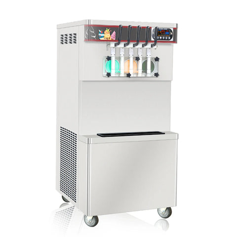 Kolice Commercial 5 Flavors Soft Serve Ice Cream Machine, 11 gal/hr, 3x7L Hopper, 3x1.5L Cylinder, Upper Tanks Refrigerated, 4.3" Touch Screen, ETL