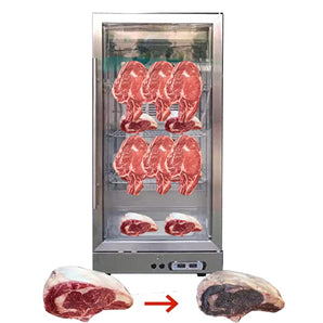 Aging Beef Showcase Freezer, Steak Aging Machine, Beef Display Showcase Freezer-268L,4 Tiers,Temperature: -5℃~ to 10℃ (23℉ to 50℉)