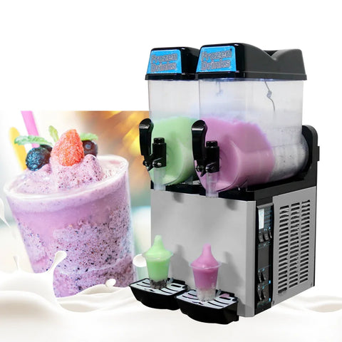 Máquina de granizado comercial Kolice, máquina para hacer bebidas congeladas, máquina para hacer granizados de refrigeración, congelador de granizados de hielo-tanques de 2x12L