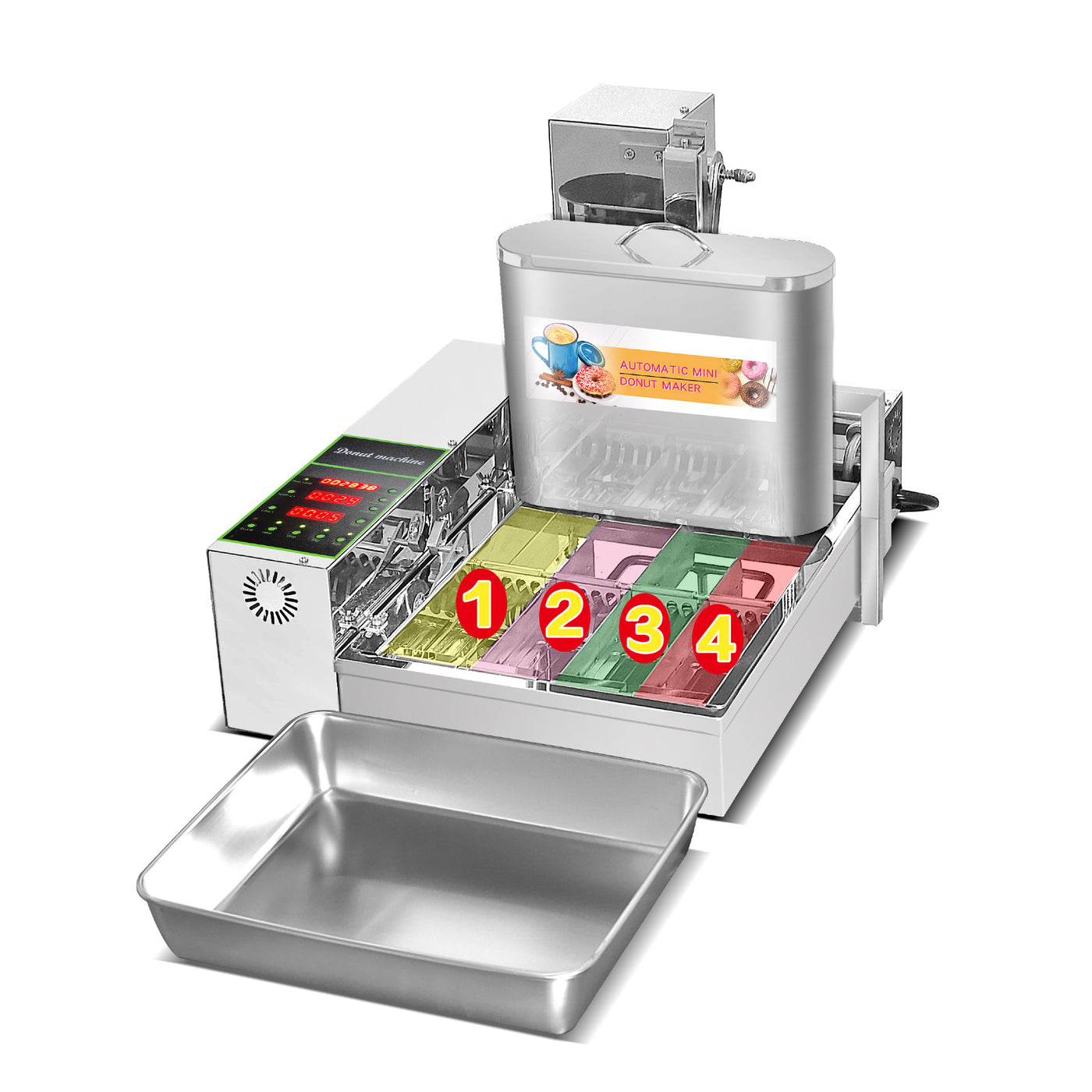 Four-row forming system and collection tray on the Kolice KDM4-25 donut machine