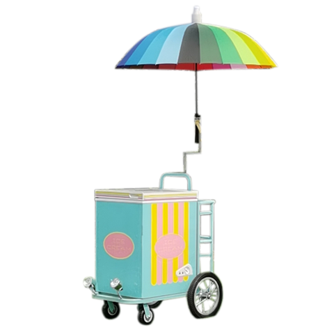 Ice Cream push cart with Freezer Mini Gelato ice Cream cart Refrigerator cart Mobile Food carts