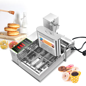Kolice Donut Maker 4 Rows,Auto Doughnut Making Machine with Digital Display 304 SS 1800/H 5.5L Hopper Intelligent Control Panel Automatic Counting