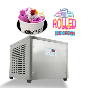 Machine à glace ronde simple commerciale de 18 pouces, machine à crème glacée en rouleau de friture instantanée frite avec DÉGIVRAGE AUTOMATIQUE et contrôleur de température AI