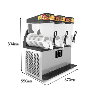 Slushie Machine,Frozen Beverage Making Machine, Magarita ice Slush Machine, 12Lx3 Tanks Summer Drink Dispenser, Restaurant Beverage Equipment