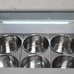 Hard Ice Cream Fridge with 6 Round Storage Baskets, Commercial 6.35 Cu.Ft Capacity Refrigerated Ice Cream Display Freezer, Italian Gelato Ice Cream Refrigerator with Led Lighting, white