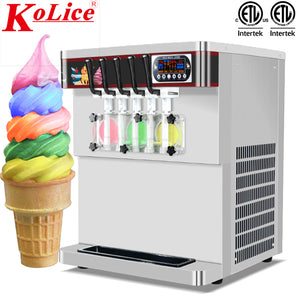 Kolice Commercial Machine à crème glacée molle à 5 saveurs avec ETL 5 buses de décharge différentes réservoirs supérieurs porte transparente réfrigérée
