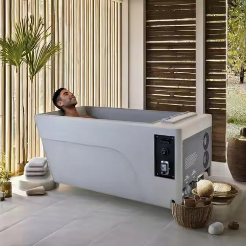 Kolice All-in-One Cold Plunge Tub, 60"L x 30.5"W x 26"H, .8HP Chiller to 37°F, Ozone Filtration, for Indoor/Outdoor Use