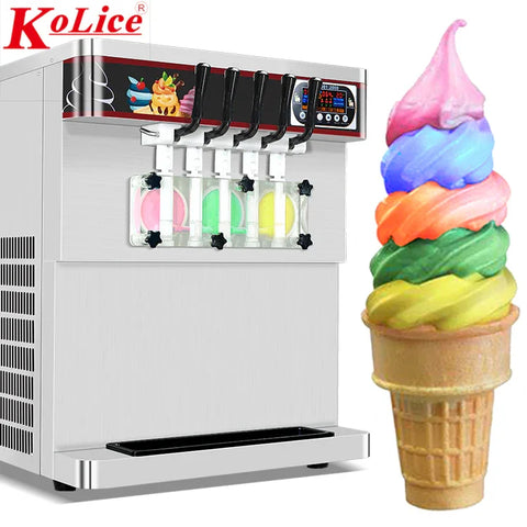 Kolice Desktop 5 saveurs machine à crème glacée molle fabricant ETL 5 buses de décharge différentes réservoirs supérieurs ensemble de distributeur transparent réfrigéré