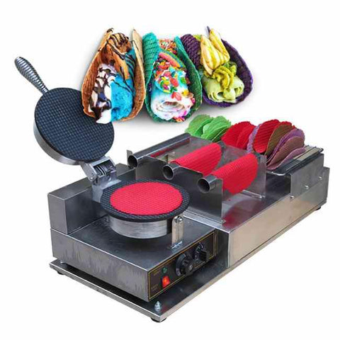 3 molds Mexico Taco Table Top Waffle Bowl Maker Electro Freeze Rolled Fry Fried Ice Cream Machine Pizzelle Maker
