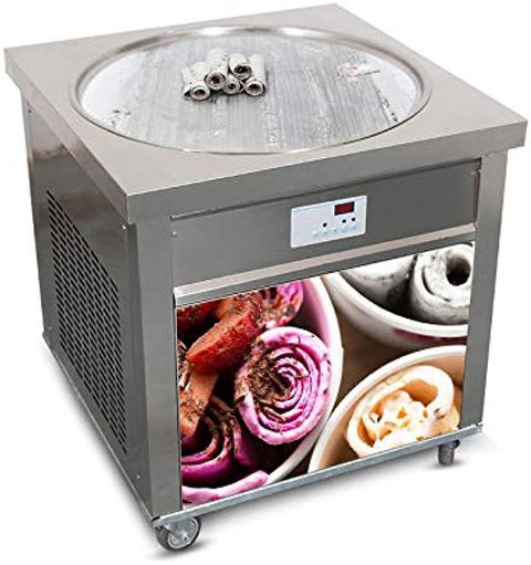 ETL 70cm commercial single round pan fry ice cream machine fried ice cream machine roll ice cream machine ice cream maker wheels
