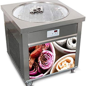 Kolice ETL 70cm commercial single round pan fry ice cream machine fried ice cream machine roll ice cream machine ice cream maker wheels