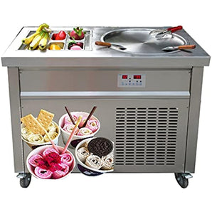 22 inches dia  single round pan 6 precooling buckets auto defrost instant roll ice cream machine instant fry ice cream machine with full refrigerant