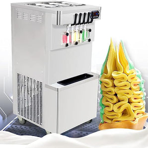 5 noozles ETL soft serve ice cream machine-auto counting, auto washing,upper tanks refrigerated, transparent dispenser