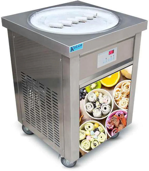 ETL fry fried ice cream rolled machine 22 inches pan, auto defrost smart AI temperature controller