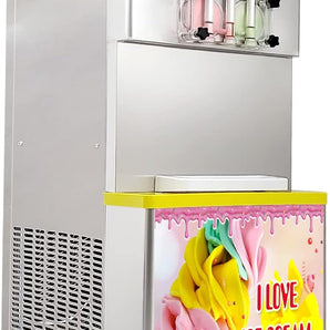 ETL 3 flaovrs soft ice cream machine gelato soft ice cream machine-floor standing, full transparent dispensers, upper tanks refrigerated